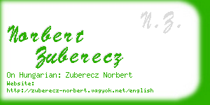 norbert zuberecz business card